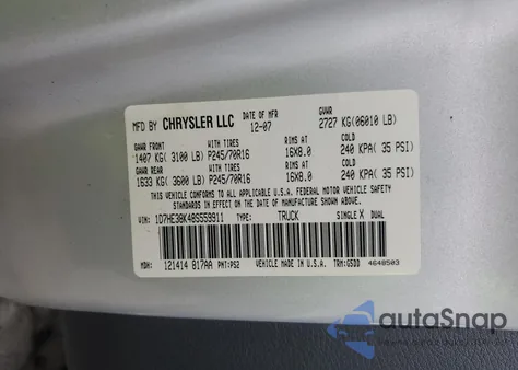 2008 Dodge Dakota Sxt z USA, uszkodzony, nr VIN 1D7HE38K48S559911